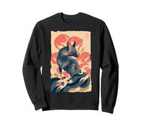Arte vintage de impresión de bloque de zorro japonés Ukiyo-e Sudadera