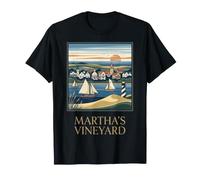 Arte Vintage de Martha's Vineyard Massachusetts Coastal Harbor Camiseta