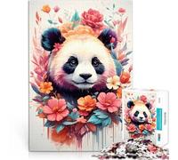Arte Vintage de Pandas Coloridos Rompecabezas de 1000 Piezas para Adolescentes Juguete Educativo de Aprendizaje Mejorar el Amor Entre Parejas 38x26cm