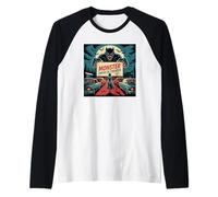 Arte vintage de películas de terror retro Monster Drive-In Camiseta Manga Raglan
