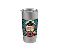 Arte vintage de películas de terror retro Monster Drive-In Vaso térmico de acero inoxidable de doble pared