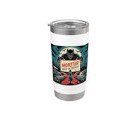 Arte vintage de películas de terror retro Monster Drive-In Vaso térmico de acero inoxidable de doble pared