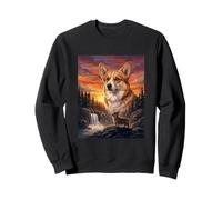 Arte Vintage de Pembroke Welsh Corgi Lover Sunset Forest Sudadera