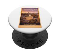Arte Vintage de Viaje aéreo del Independence Hall de Filadelfia por EE. UU. PopSockets PopGrip Adhesivo