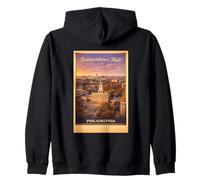 Arte Vintage de Viaje aéreo del Independence Hall de Filadelfia por EE. UU. Sudadera con Capucha
