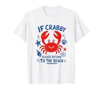 Arte Vintage Dibujado a Mano de If Crabby Please Return To The Beach Camiseta