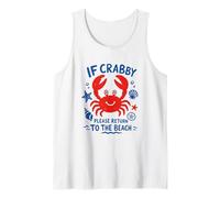 Arte Vintage Dibujado a Mano de If Crabby Please Return To The Beach Camiseta sin Mangas