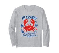 Arte Vintage Dibujado a Mano de If Crabby Please Return To The Beach Manga Larga