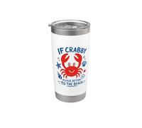 Arte vintage dibujado a mano de If Crabby Please Return To The Beach Vaso térmico de acero inoxidable de doble pared