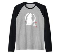 Arte Vintage japonés Sumi-e Enso Circle de Gato de Aspecto Fresco Camiseta Manga Raglan