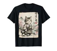 Arte Vintage japonés Sumi-e Samurai de Gato Guay Camiseta