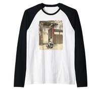 Arte Vintage japonés Sumi-e Samurai de Gato Guay Camiseta Manga Raglan