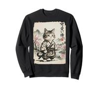 Arte Vintage japonés Sumi-e Samurai de Gato Guay Sudadera
