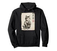 Arte Vintage japonés Sumi-e Samurai de Gato Guay Sudadera con Capucha