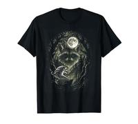 Arte Vintage mágico de Luna Llena de Jimothy Raccoon Negative Space Camiseta gráfica económica