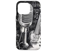 Arte Vintage Notas Musicales Guitarra Micrófono Carcasa para iPhone 16 Pro