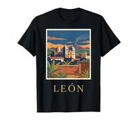 Arte Vintage Retro Colonial para Viajar a una Ciudad de León, Nicaragua Camiseta