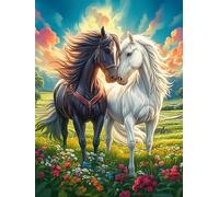 Arte Yin y Yang Caballo Blanco y Negro Puzzles 500 Piezas Moderno Decorativo Animal Salvaje Mascota Cute Rompecabezas Familiar para Hombres Y Mujeres Aliviar Estrés Maquetas Construir 500 PCS