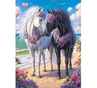 Arte Yin-Yang de Caballos Blancos y Negros Rompecabezas 1000 Piezas Cartón Grueso Para Coleccionistas Mascota de Vida Silvestre Mejora Memoria Desarrollo Cognitivo Diversión Familia Regalo Reyes Magos