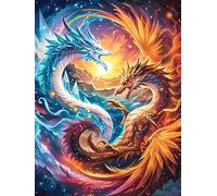Arte Yin-Yang de Dragón y Fénix Rompecabezas 300 Piezas Cartón Para Principiantes Mascota de Vida Silvestre Cute Días Lluviosos Alivio Estrés Tiempo Libre En Casa Garantía Reposición Regalo Cumpleaños