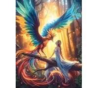 Arte Yin-Yang de fénix y dragón Puzzle 300 Piezas Cartón Blanco Premium para Coleccionistas Vida Silvestre y Mascotas Entrenamiento Memoria Juego Compartir Colección Rompecabezas 300 PCS
