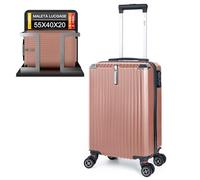 Artebeads Maleta de Cabina 52x33x20 cm, Maleta de Mano Rígida PP con Ruedas 360° Desmontables, Gancho Lateral Práctico y Cierre de Combinación, Ligera y Resistente, Rosa