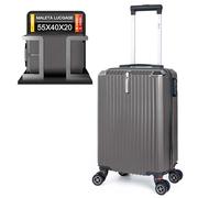 Artebeads Maleta de Cabina 52x33x20 cm, Maleta de Mano Rígida PP con Ruedas 360° Desmontables, Gancho Lateral Práctico y Cierre de Combinación, Ligera y Resistente, Gris Oscuro