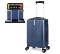 Artebeads Maleta de Cabina 52x33x20 cm, Maleta de Mano Rígida PP con Ruedas 360° Desmontables, Gancho Lateral Práctico y Cierre de Combinación, Ligera y Resistente, Azul Oscuro