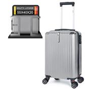 Artebeads Maleta de Cabina 52x33x20 cm, Maleta de Mano Rígida PP con Ruedas 360° Desmontables, Gancho Lateral Práctico y Cierre de Combinación, Ligera y Resistente, Gris Claro