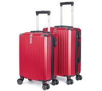 Artebeads Maleta de Cabina 55x35x23 cm + 52x33x20 cm, Maleta de Mano Rígida PP con Ruedas 360° Desmontables, Gancho Lateral Práctico y Cierre de Combinación, Ligera y Resistente, Granate