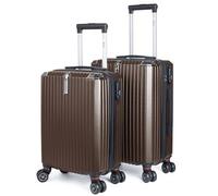 Artebeads Maleta de Cabina 55x35x23 cm + 52x33x20 cm, Maleta de Mano Rígida PP con Ruedas 360° Desmontables, Gancho Lateral Práctico y Cierre de Combinación, Ligera y Resistente, Café