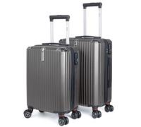 Artebeads Maleta de Cabina 55x35x23 cm + 52x33x20 cm, Maleta de Mano Rígida PP con Ruedas 360° Desmontables, Gancho Lateral Práctico y Cierre de Combinación, Ligera y Resistente, Gris Oscuro