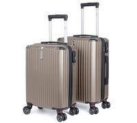 Artebeads Maleta de Cabina 55x35x23 cm + 52x33x20 cm, Maleta de Mano Rígida PP con Ruedas 360° Desmontables, Gancho Lateral Práctico y Cierre de Combinación, Ligera y Resistente, Champán