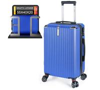 Artebeads Maleta de Cabina 55x35x23 cm, Maleta de Mano Rígida PP con Ruedas 360° Desmontables, Gancho Lateral Práctico y Cierre de Combinación, Ligera y Resistente, Azul Perla