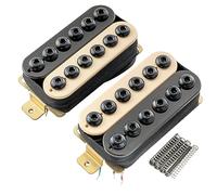 Artec HIVB Estilo Invader Descubierto Cerámico Pastillas Humbucker Pickups Polos Hexagonales Ajustables Set para Guitarra Eléctrica, Zebra (Set de 2)
