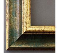 Artecentro Marco dorado para cuadros - oro/color con o sin paspartú de madera, varios tamaños (oro/verde, 70 x 80)