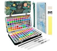 Artecho Kit Acuarelas 168 Colores en Estuche Portátil, Set de Pintura con Pincel y Papel de Acuarela, Watercolor, Acuarelas de Viaje, para Artistas y Pintores Aficionados