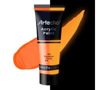 Artecho Pintura acrílica fluorescente naranja 120 ml, resistente al agua y a la luz, secado rápido, acrílico para lienzo, madera, tela, artesanía, cuero y piedra.