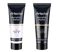 Artecho Pinturas Acrilicas 120ml Blanco y Negro, Impermeable y resistente a la luz, para Lienzos, Tela, Madera, Cristal, Piedras.