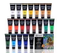 Artecho Pinturas Acrilicas 20×120ml, Acrylic Paint Set, Impermeable y resistente a la luz, para Lienzos, Tela, Madera, Cristal, Piedras.