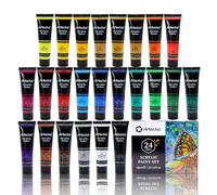 Artecho Pinturas Acrilicas 24 × 36 ml, para Bellas Artes y Manualidades, Acrylic Paint Set, Impermeable y resistente a la luz para Lienzos, Tela, Madera, Cristal, Piedras