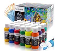 Artecho Pinturas Acrilicas 24 × 59 ml con Pincel de 10 Piezas, Acrylic Paint Set, no Tóxico, Impermeable y Resistente a la luz, para Lienzos, Tela, Madera, Cristal, Piedras.