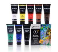 Artecho Pinturas Acrilicas 8×120ml, Acrylic Paint Set, Impermeable y resistente a la luz, para Lienzos, Tela, Madera, Cristal, Piedras.