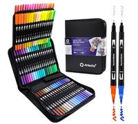 Artecho Rotuladores Lettering 72 Colores, Doble Punta, Kit para Adultos, Acuarelables Profesionales para Dibujo, Mandalas, Caligrafía, Cómics y Graffiti