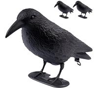 ARTECSIS Ahuyentador Aves - Cuervo Negro Espantapájaros de Plástico Efectivo para ahuyentar naturalmente Pájaros y Palomas de su Huerto, Jardín o Solar - 3 Unidades de 38 CM