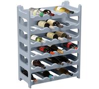 ARTECSIS Botellero Modulable de Plástico para Vino, Estantería para 36 Botellas Expandible, Color Gris hormigón
