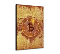 ARTEDinoi Lienzo cuadro moderno Oro Bitcoin decoración de pared Tamaño 60x40x2cm