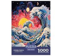 Artee de Olas japonesas Adultos Puzzles Ukiyo-e 1000 Piezas Juego De Rompecabezas Cumpleaños Decoración Educational Game Stress Relief Toy 70x50cm/1000pcs