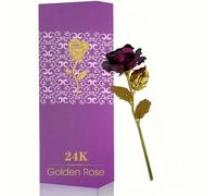 Artefacto de rosa metálica de 24 quilates, rosa de aluminio, preservada, elegancia, símbolo, emblema, amor, romance, eternidad, mujeres, novia, madre, esposa, cumpleaños, San Valentín, aniversario,