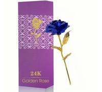 Artefacto de rosa metálica de 24 quilates, rosa de aluminio, preservada, elegancia, símbolo, emblema, amor, romance, eternidad, mujeres, novia, madre, esposa, cumpleaños, San Valentín, aniversario,